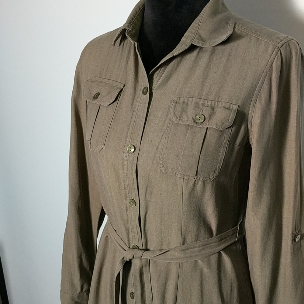 Chico's Army Green Shirt Dress Sz 0